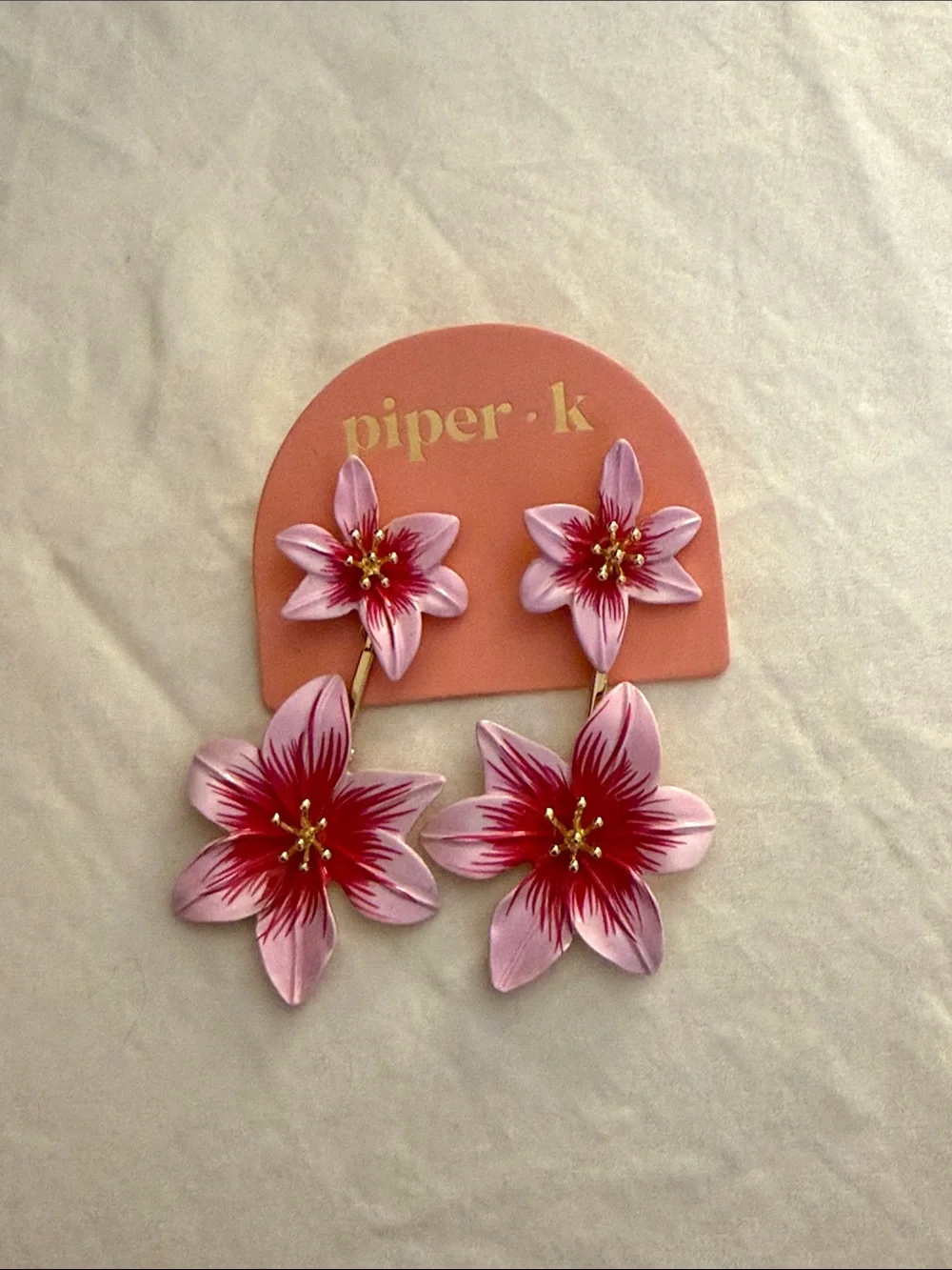 Piper Pink and Magenta Layered Floral Drop Earrings